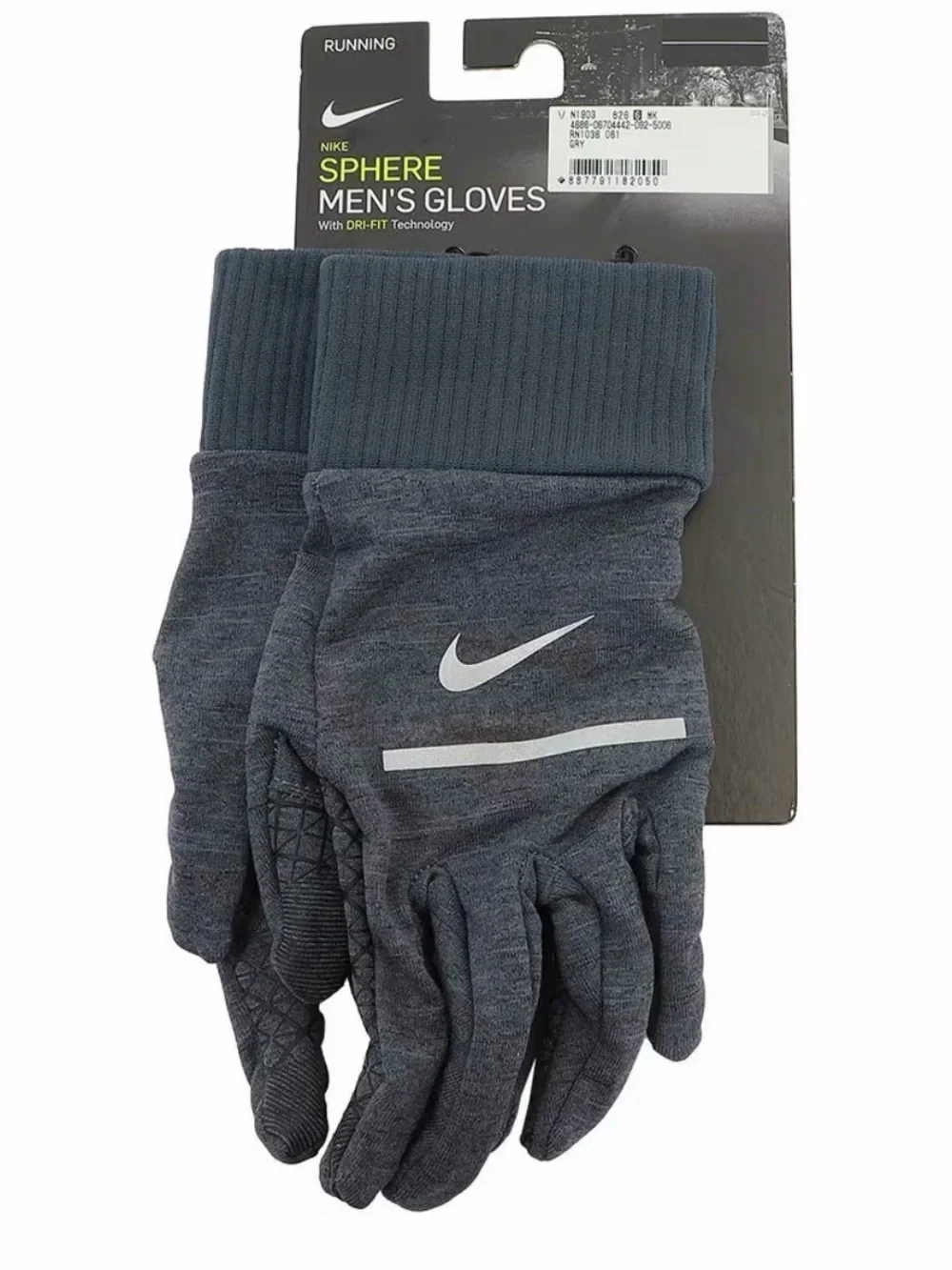 Nike Sphere Men’s Running Gloves Size Medium NWT Gray Dri-FIT Touch Screen Glove
